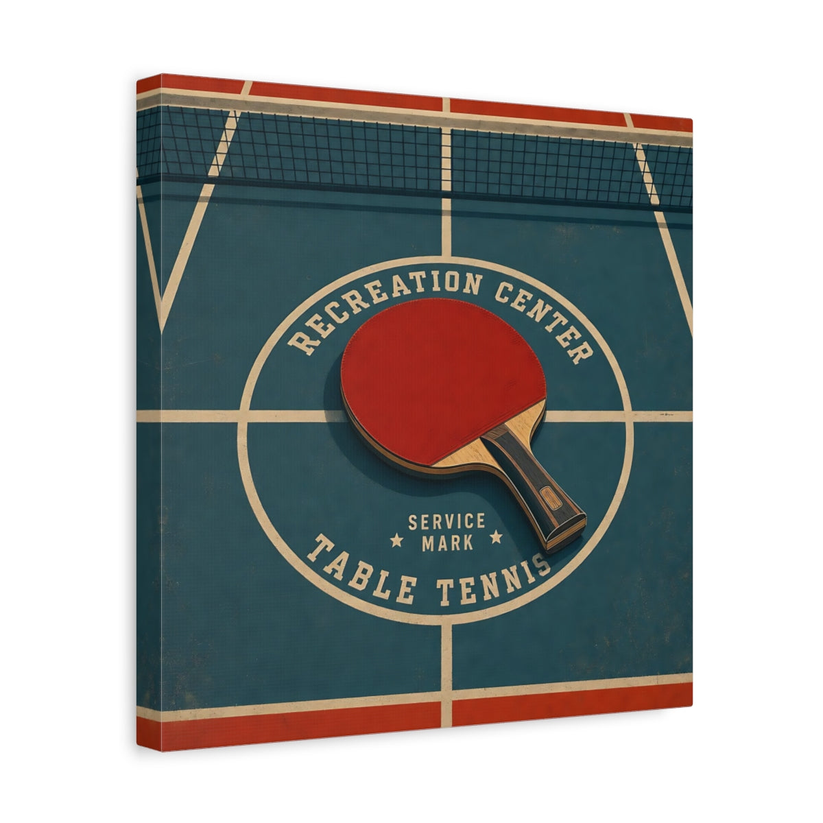 Side Mockup 7. Retro Ping Pong Emblem shown as canvas print