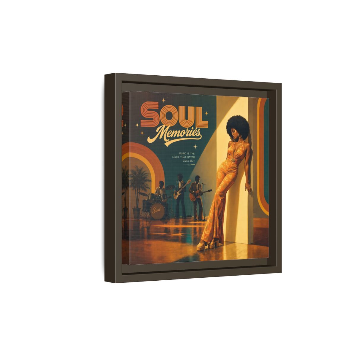 Side Mockup 20. Retro Soul Diva shown as framed canvas print
