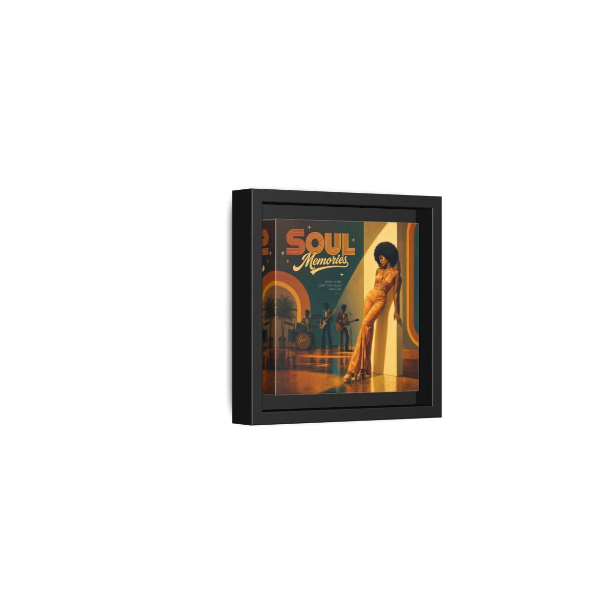 Side Mockup 24. Retro Soul Diva shown as framed canvas print
