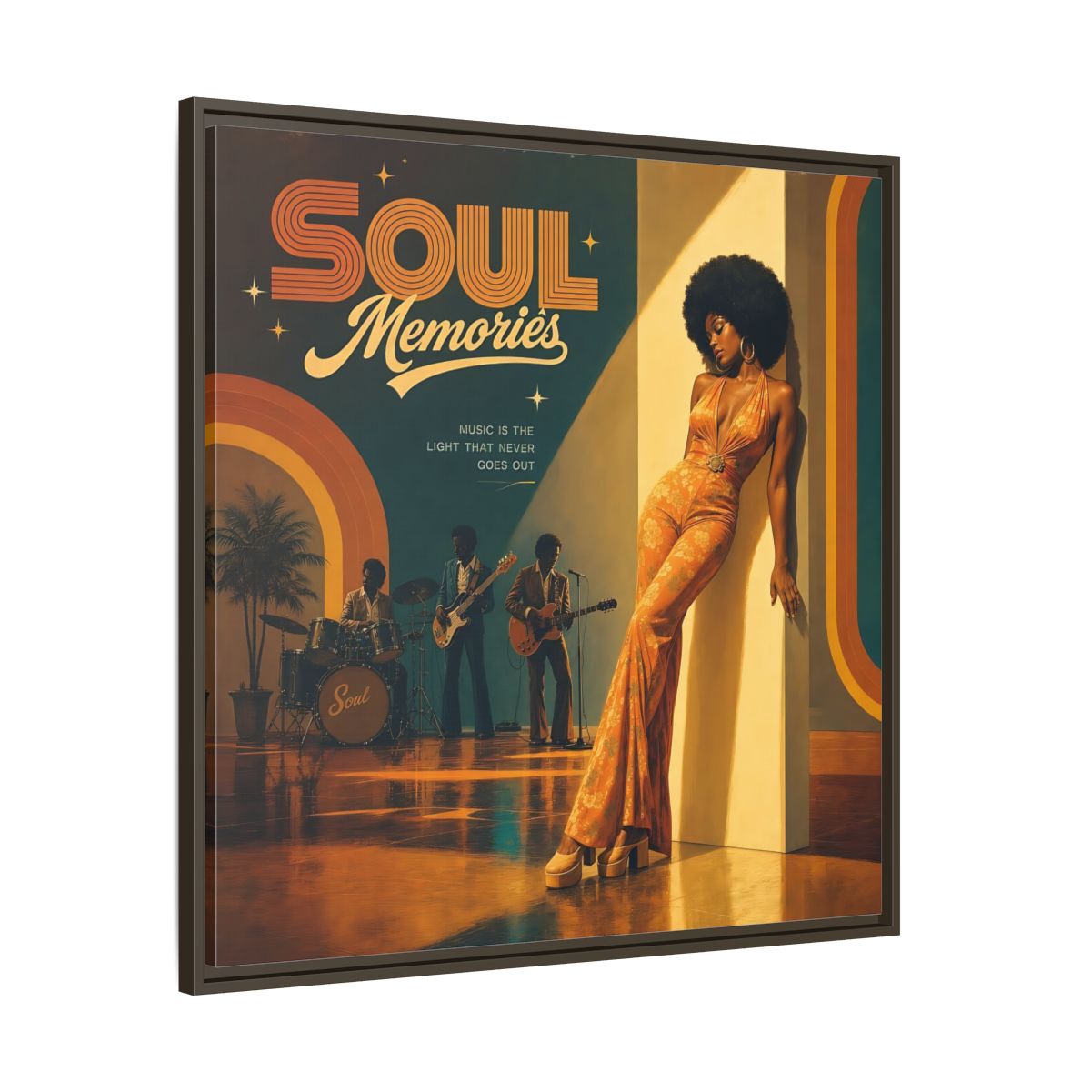 Main Mockup. Retro Soul Diva shown as framed canvas print