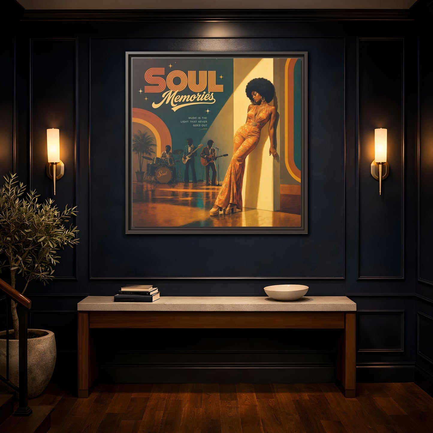 Mockup 4. Retro Soul Diva shown as framed canvas print