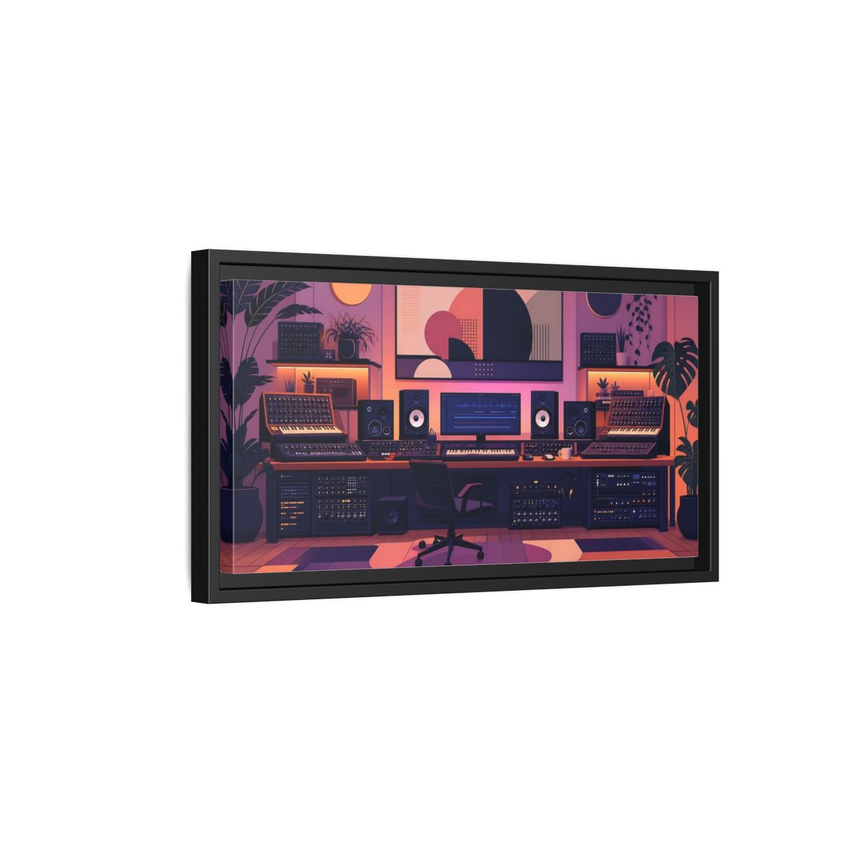 Side Mockup 8. Retro Synth Studio shown as framed canvas print