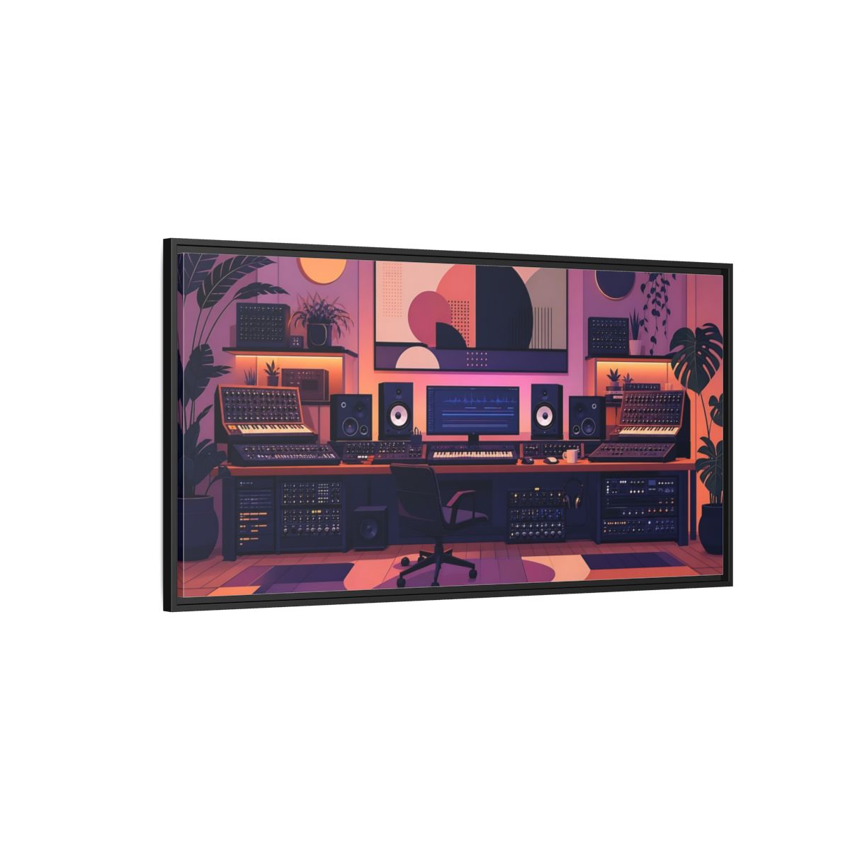 Side Mockup 5. Retro Synth Studio shown as framed canvas print