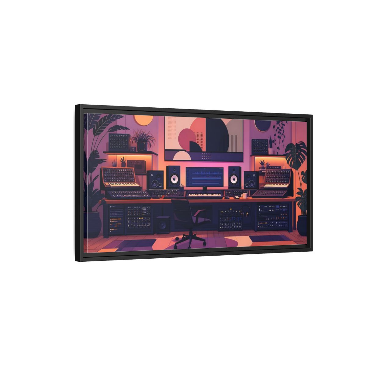 Side Mockup 2. Retro Synth Studio shown as framed canvas print