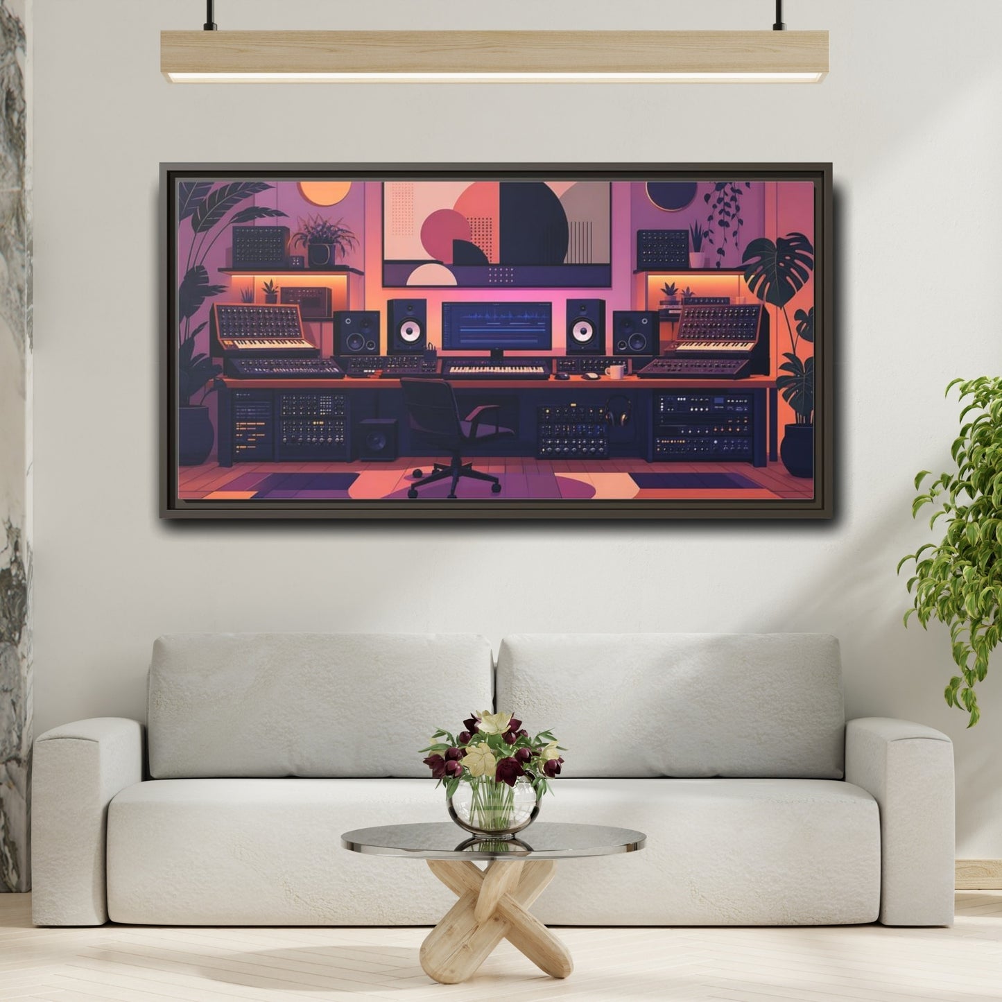 Mockup 2. Retro Synth Studio shown as framed canvas print