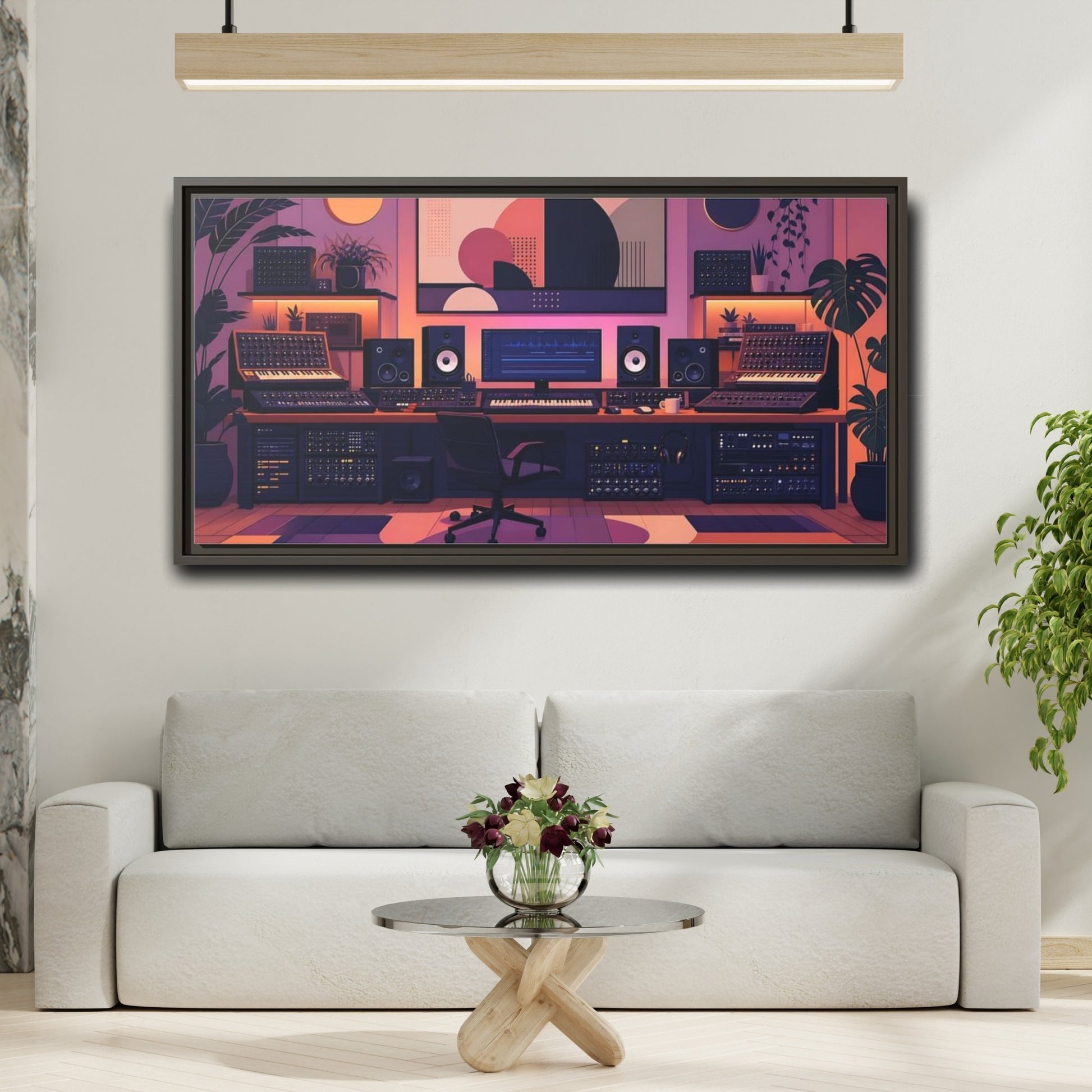 Mockup 2. Retro Synth Studio shown as framed canvas print