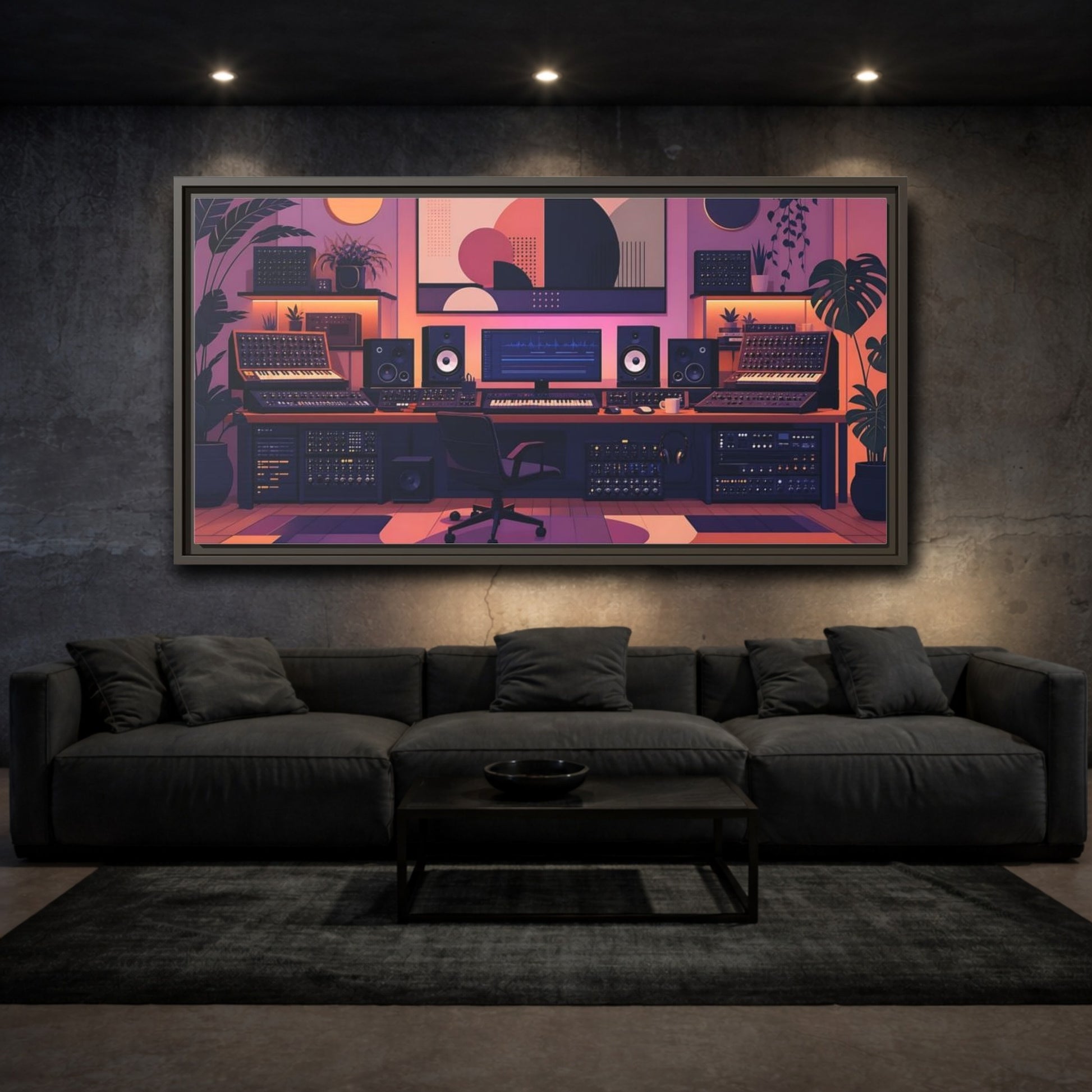 Mockup 3. Retro Synth Studio shown as framed canvas print