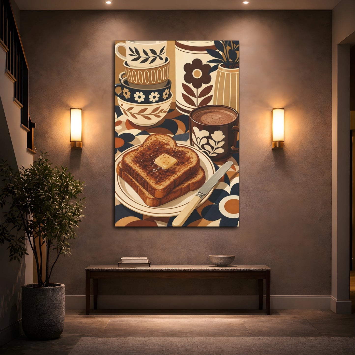 Mockup 2. Retro Toast And Coffee shown as canvas print