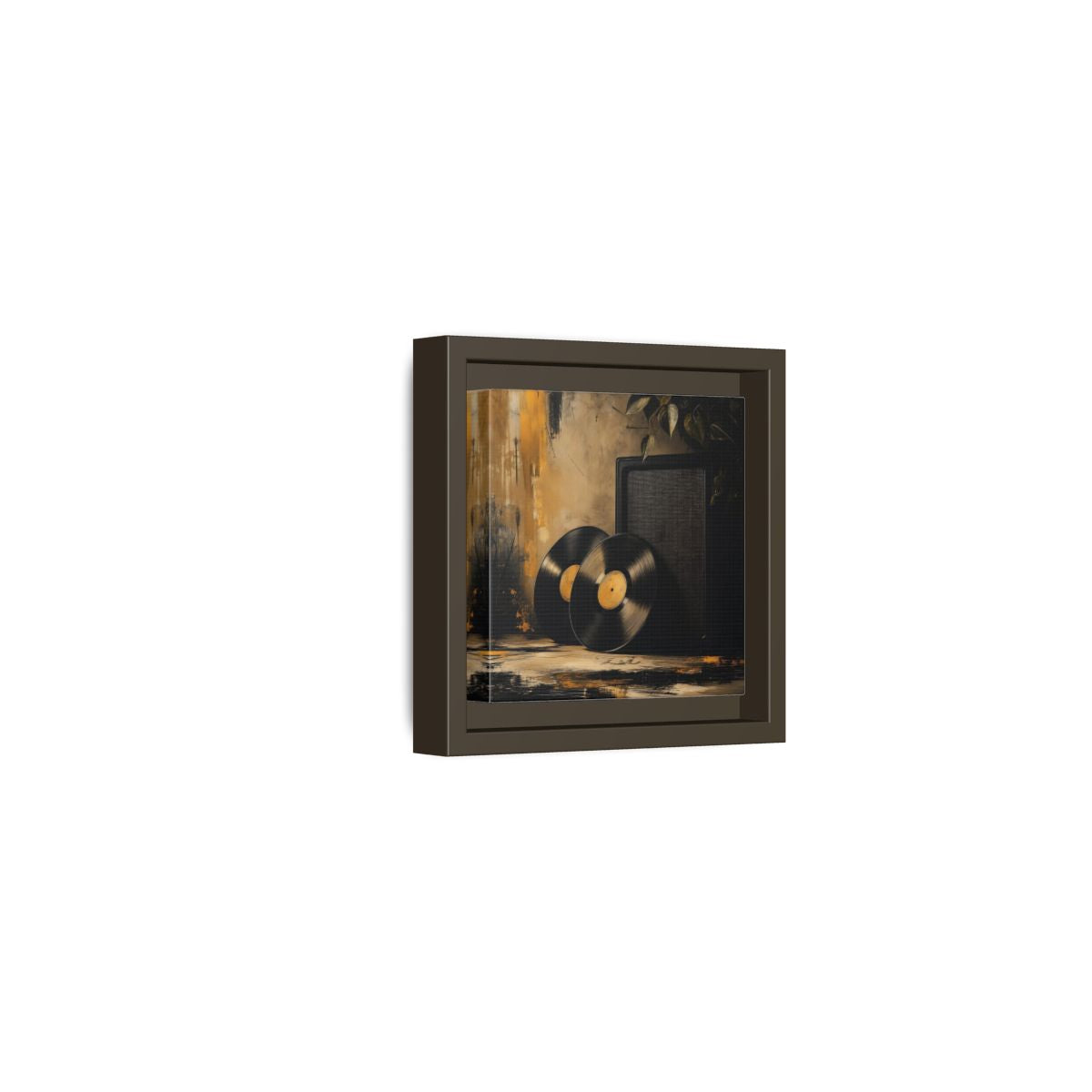 Side Mockup 23. Retro Vinyl Records Still Life shown as framed canvas print