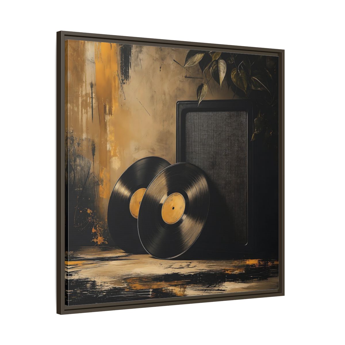 Main Mockup. Retro Vinyl Records Still Life shown as framed canvas print