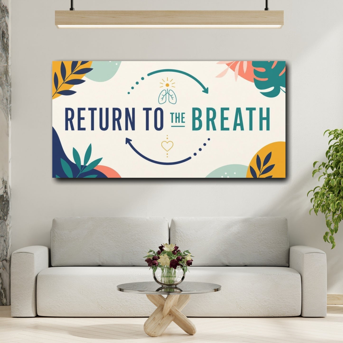 Mockup 2. Return To The Breath shown as canvas print