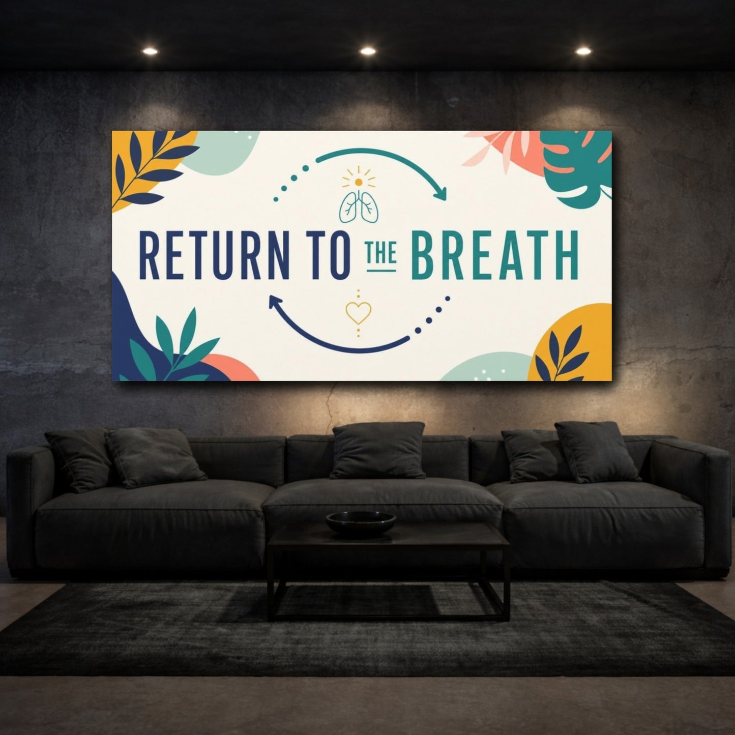 Mockup 3. Return To The Breath shown as canvas print