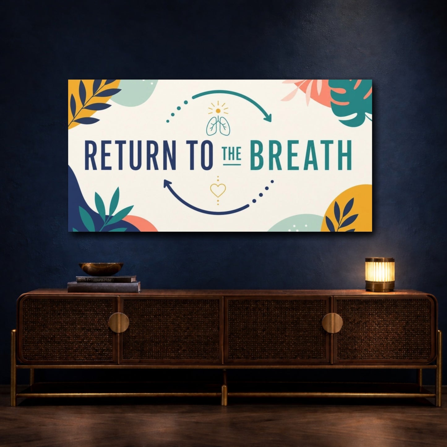 Mockup 4. Return To The Breath shown as canvas print