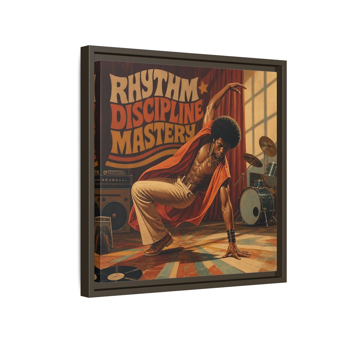 Side Mockup 14. Rhythm Discipline Dancer shown as framed canvas print