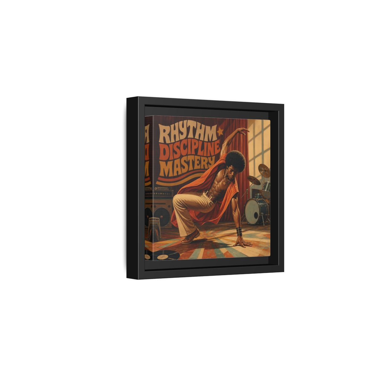 Side Mockup 3. Rhythm Discipline Dancer shown as framed canvas print