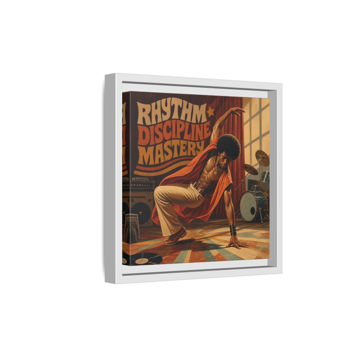 Side Mockup 19. Rhythm Discipline Dancer shown as framed canvas print