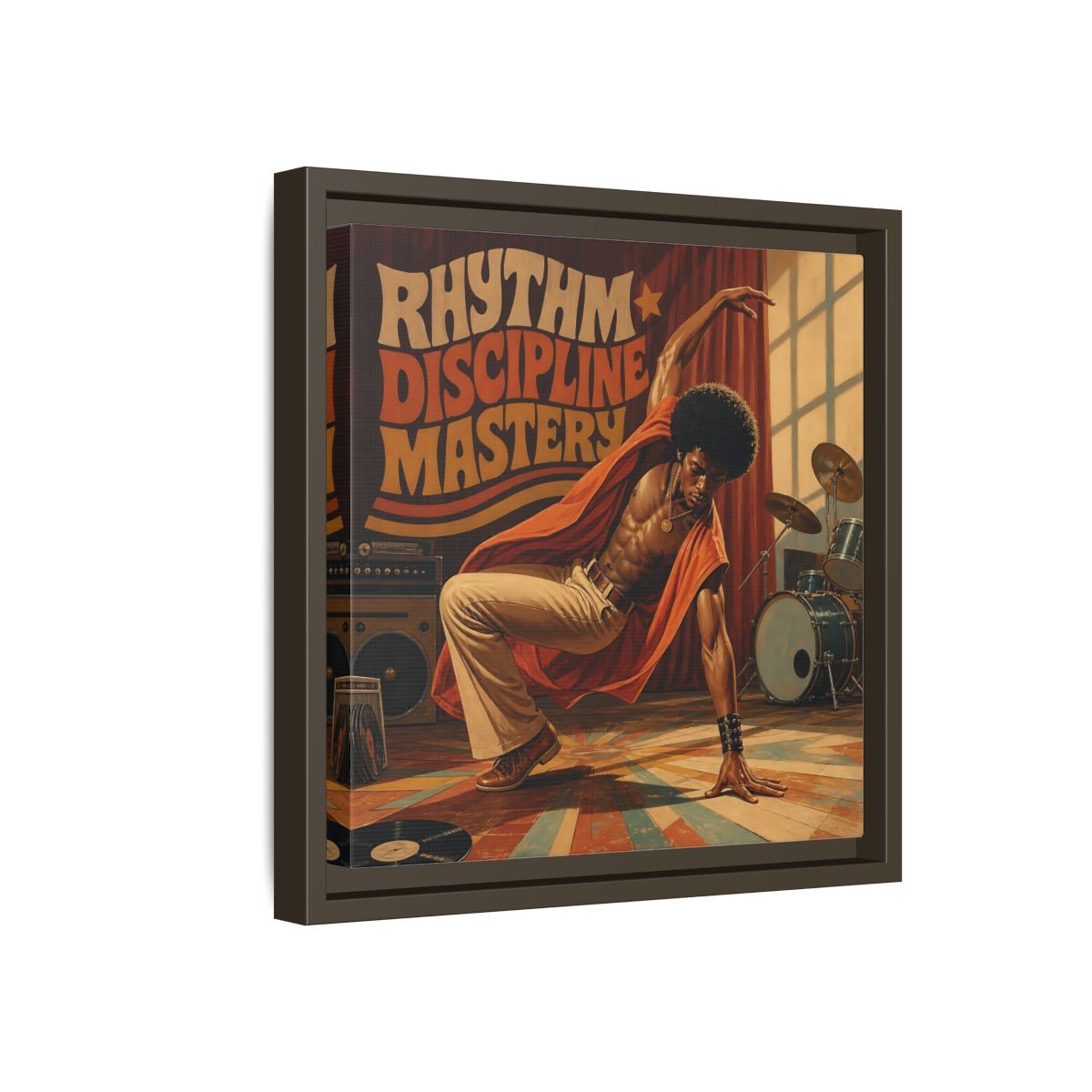 Side Mockup 17. Rhythm Discipline Dancer shown as framed canvas print
