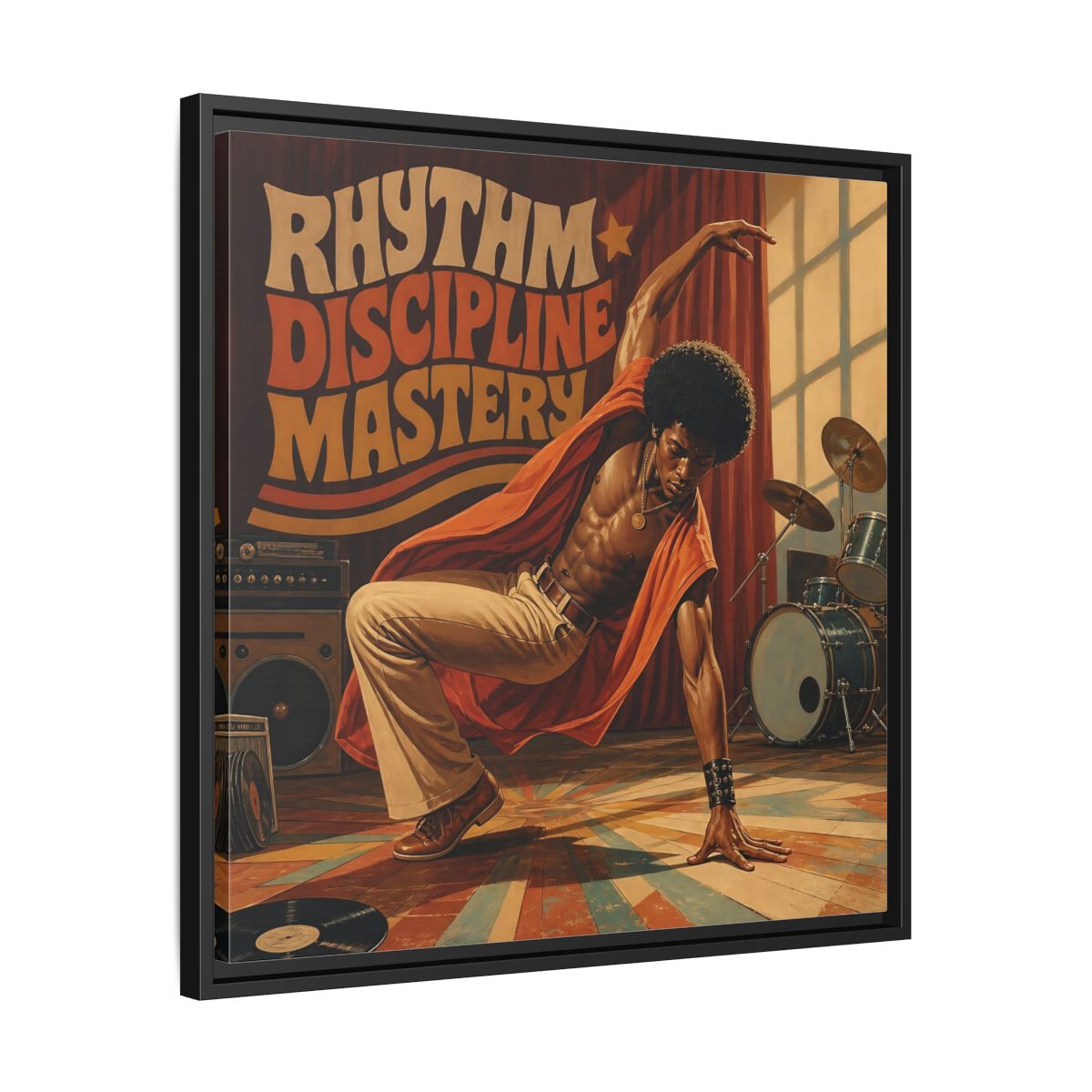 Side Mockup 31. Rhythm Discipline Dancer shown as framed canvas print