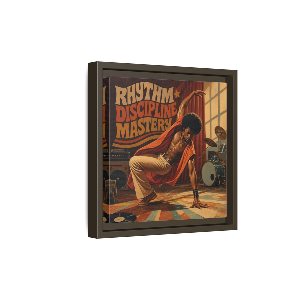 Side Mockup 20. Rhythm Discipline Dancer shown as framed canvas print