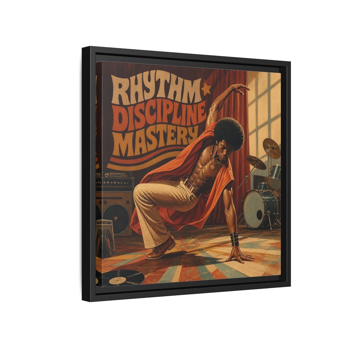 Side Mockup 15. Rhythm Discipline Dancer shown as framed canvas print