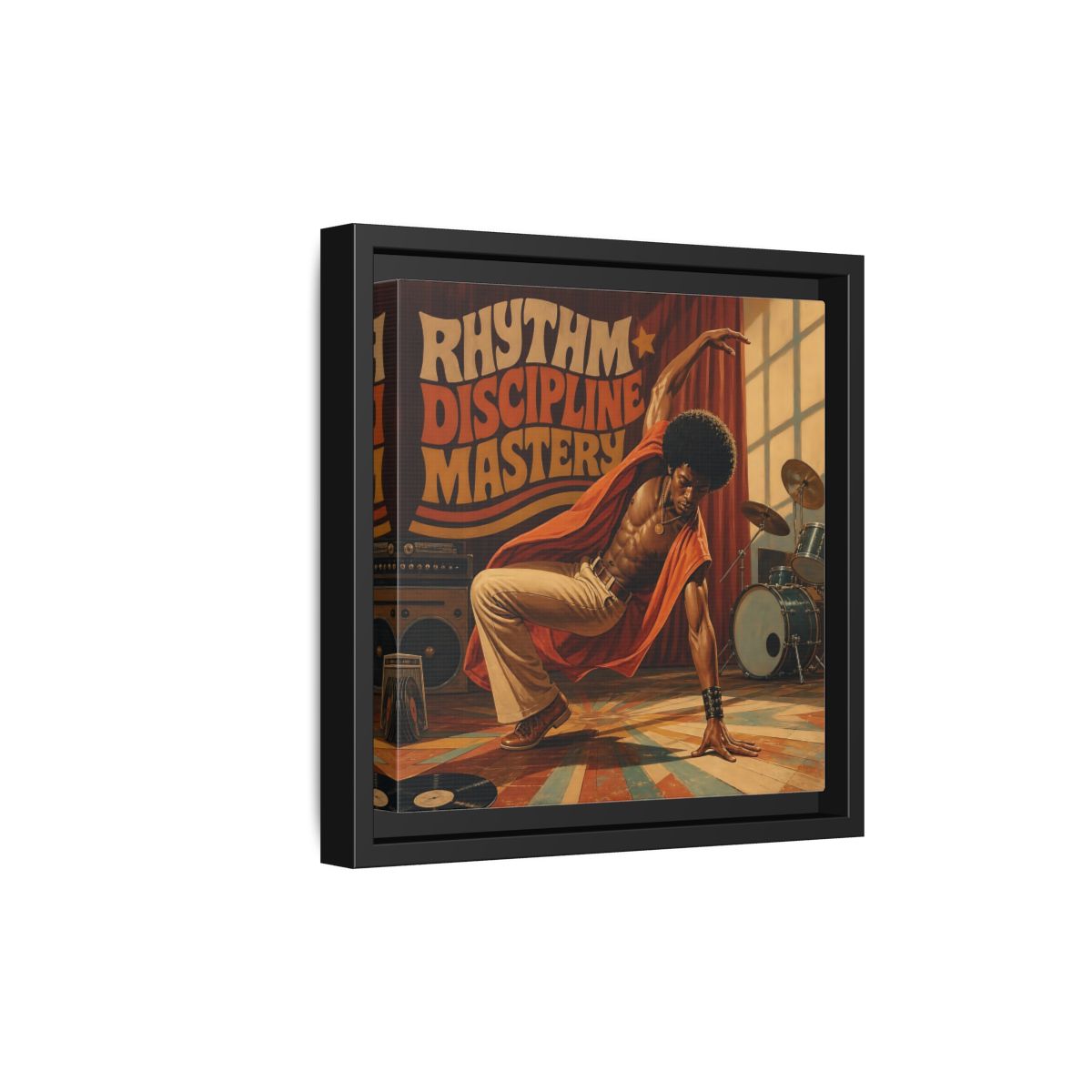 Side Mockup 21. Rhythm Discipline Dancer shown as framed canvas print