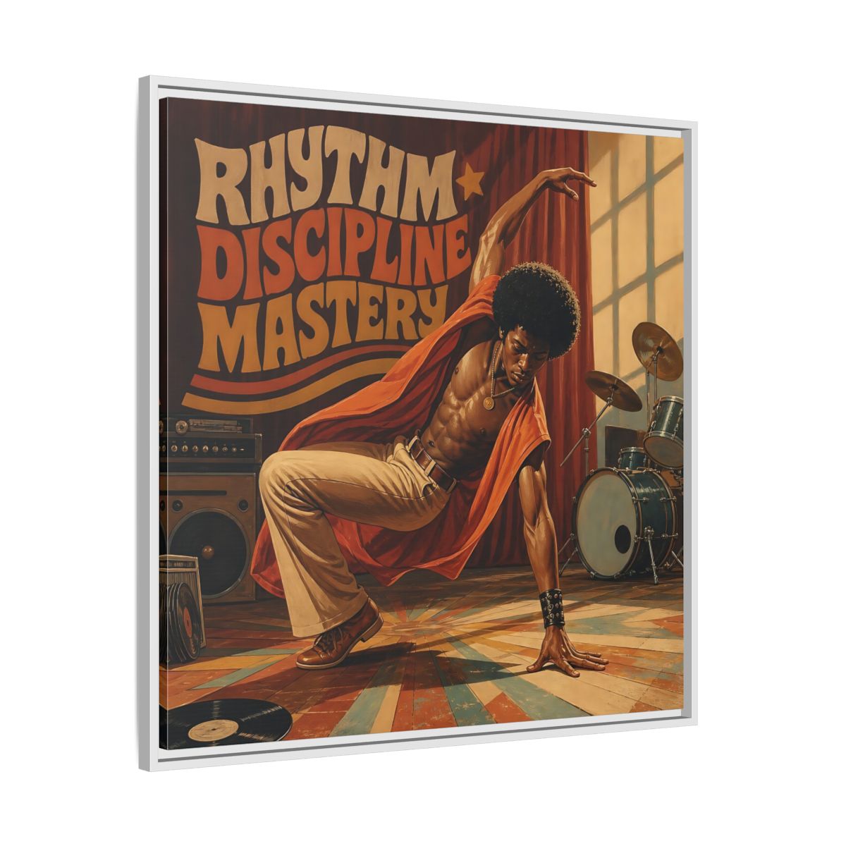 Side Mockup 25. Rhythm Discipline Dancer shown as framed canvas print