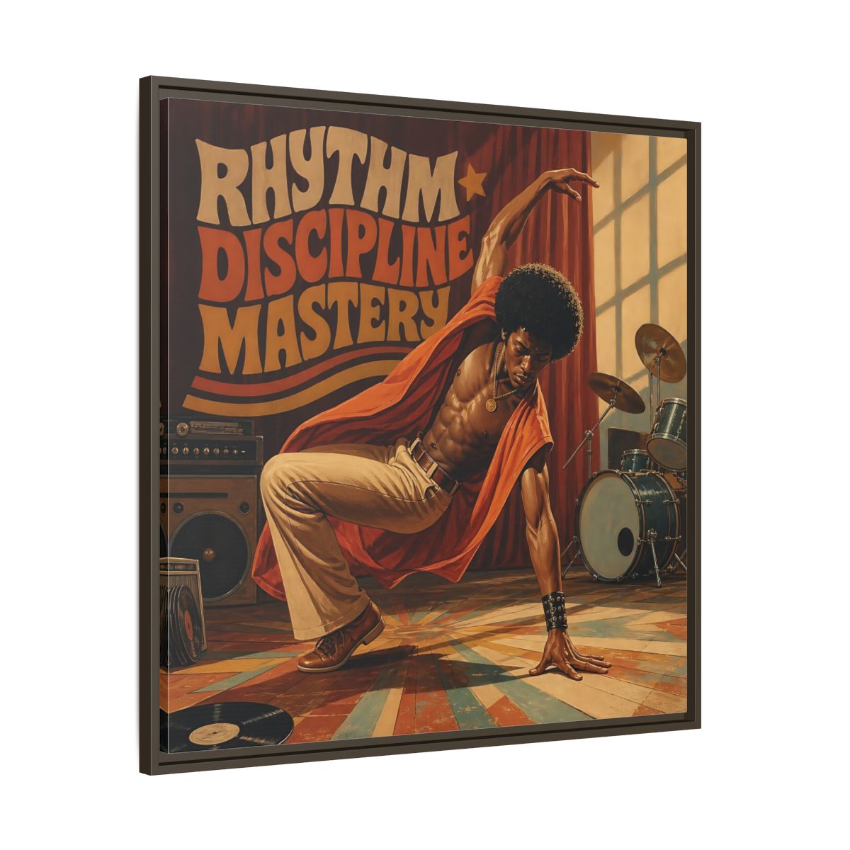 Main Mockup. Rhythm Discipline Dancer shown as framed canvas print