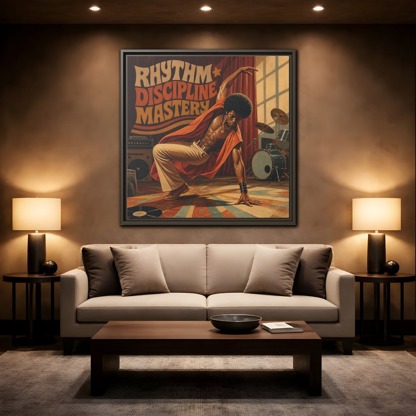 Mockup 2. Rhythm Discipline Dancer shown as framed canvas print