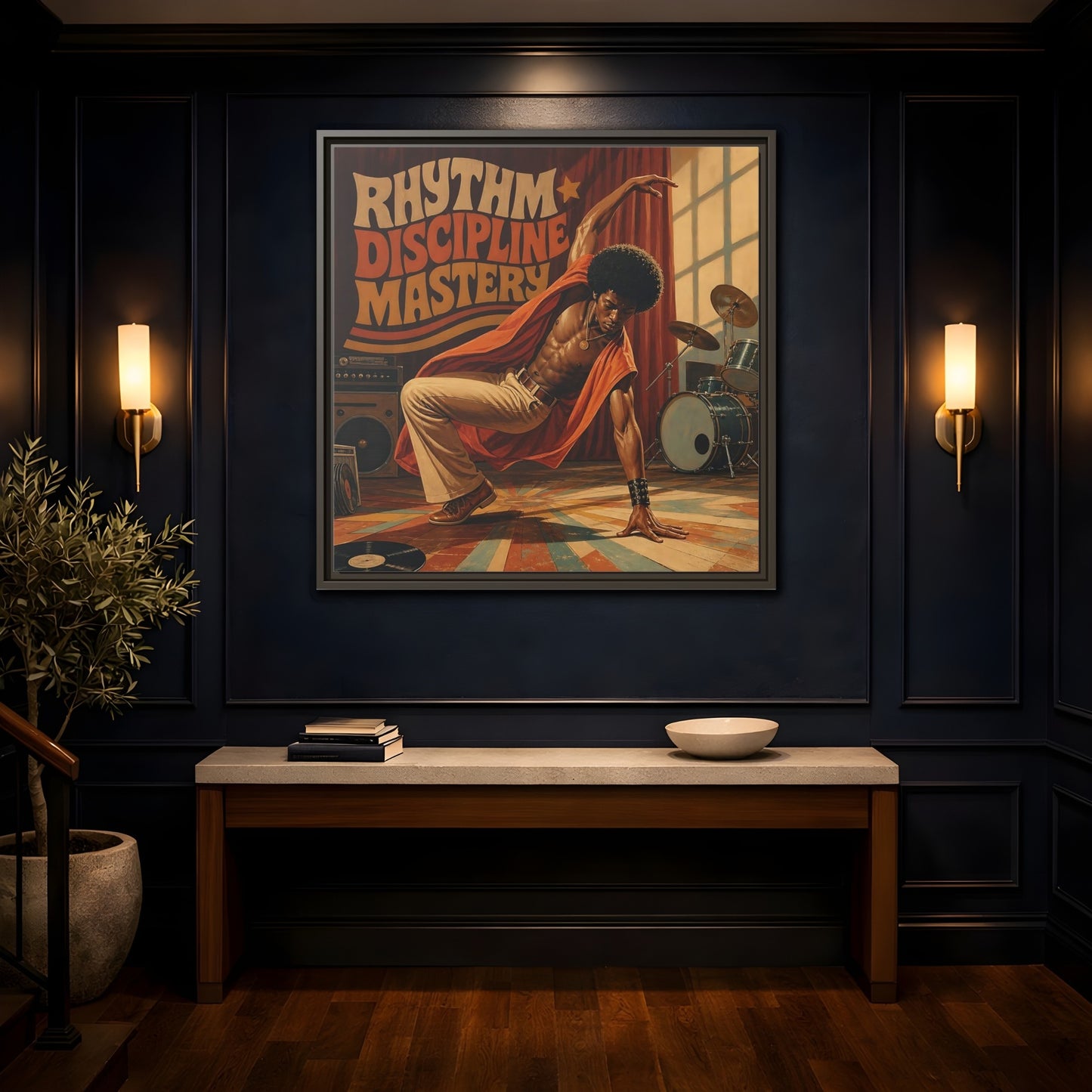 Mockup 4. Rhythm Discipline Dancer shown as framed canvas print