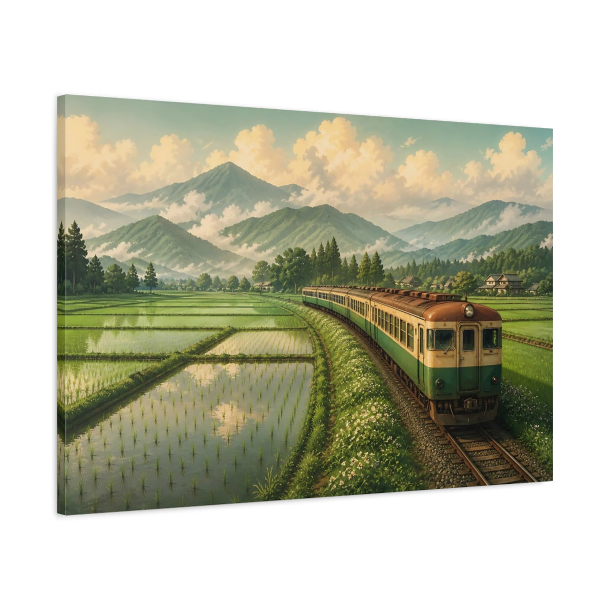 Main Mockup. Rice Field Railway shown as canvas print