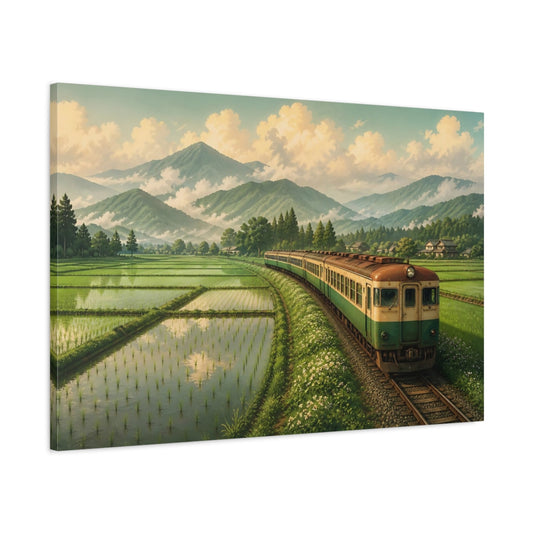 Main Mockup. Rice Field Railway shown as canvas print