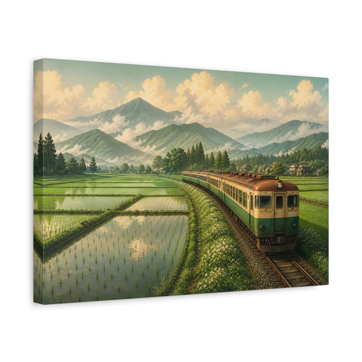 Side Mockup 4. Rice Field Railway shown as canvas print