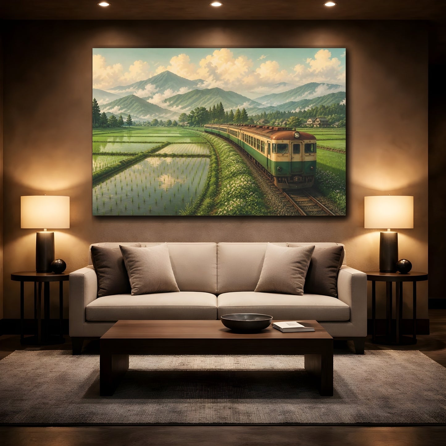 Mockup 2. Rice Field Railway shown as canvas print