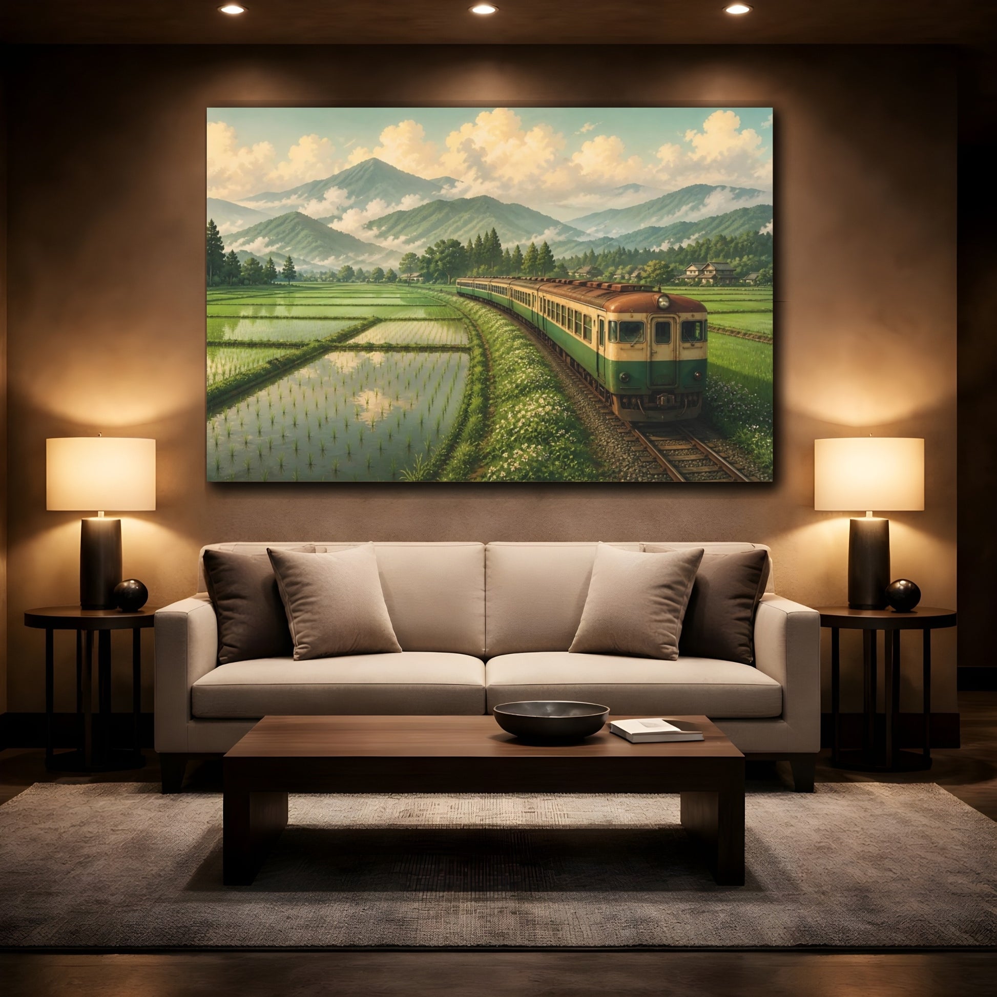 Mockup 2. Rice Field Railway shown as canvas print