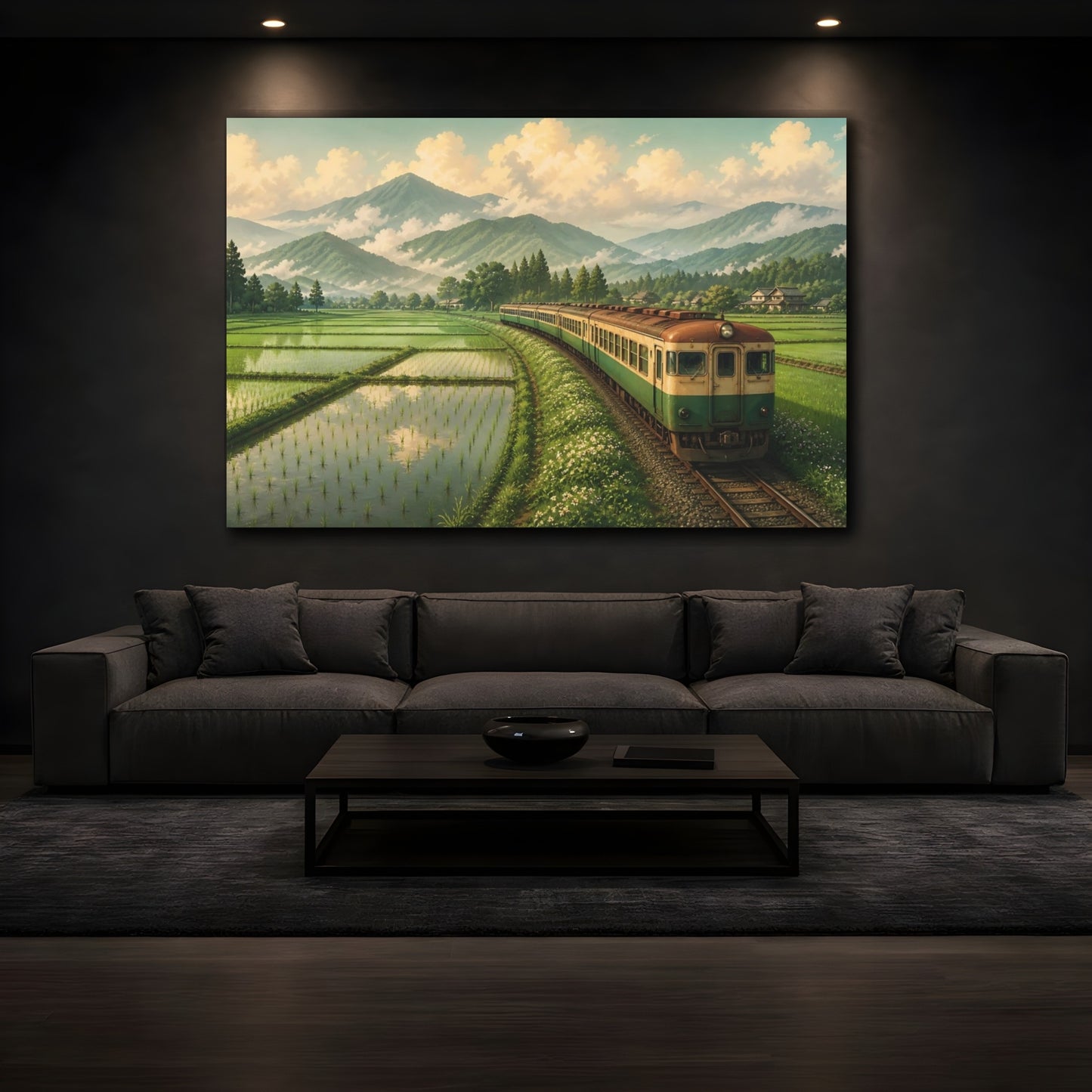 Mockup 3. Rice Field Railway shown as canvas print