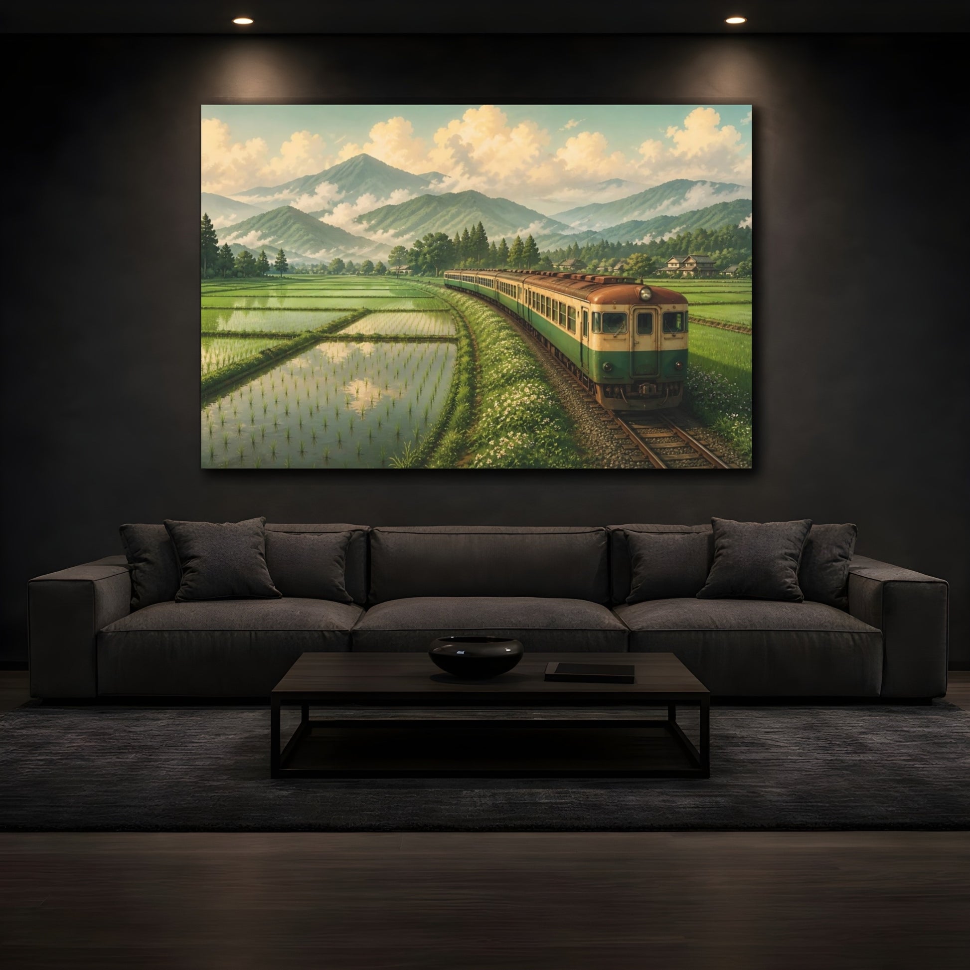 Mockup 3. Rice Field Railway shown as canvas print