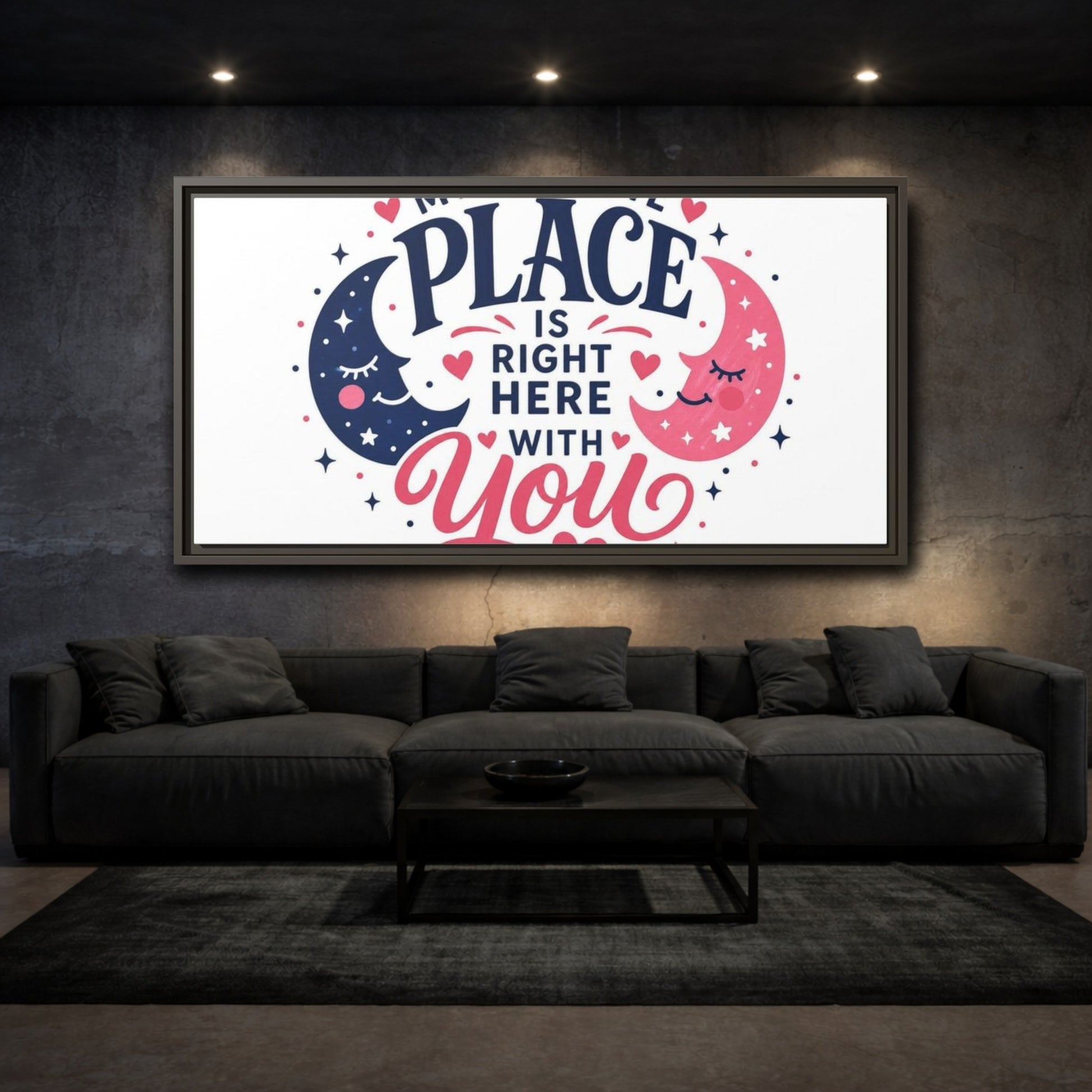 Mockup 3. Right Here With You shown as framed canvas print