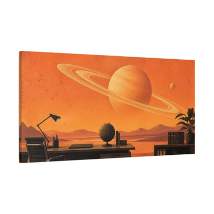 Main Mockup. Ringed Planet Office Vista shown as canvas print