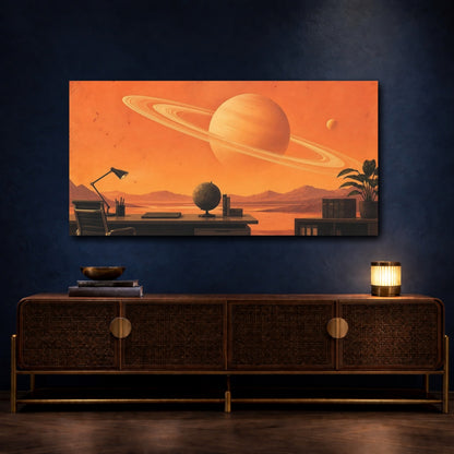 Mockup 4. Ringed Planet Office Vista shown as canvas print