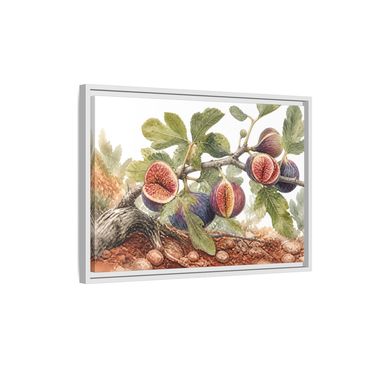 Side Mockup 1. Ripe Fig Branch shown as framed canvas print