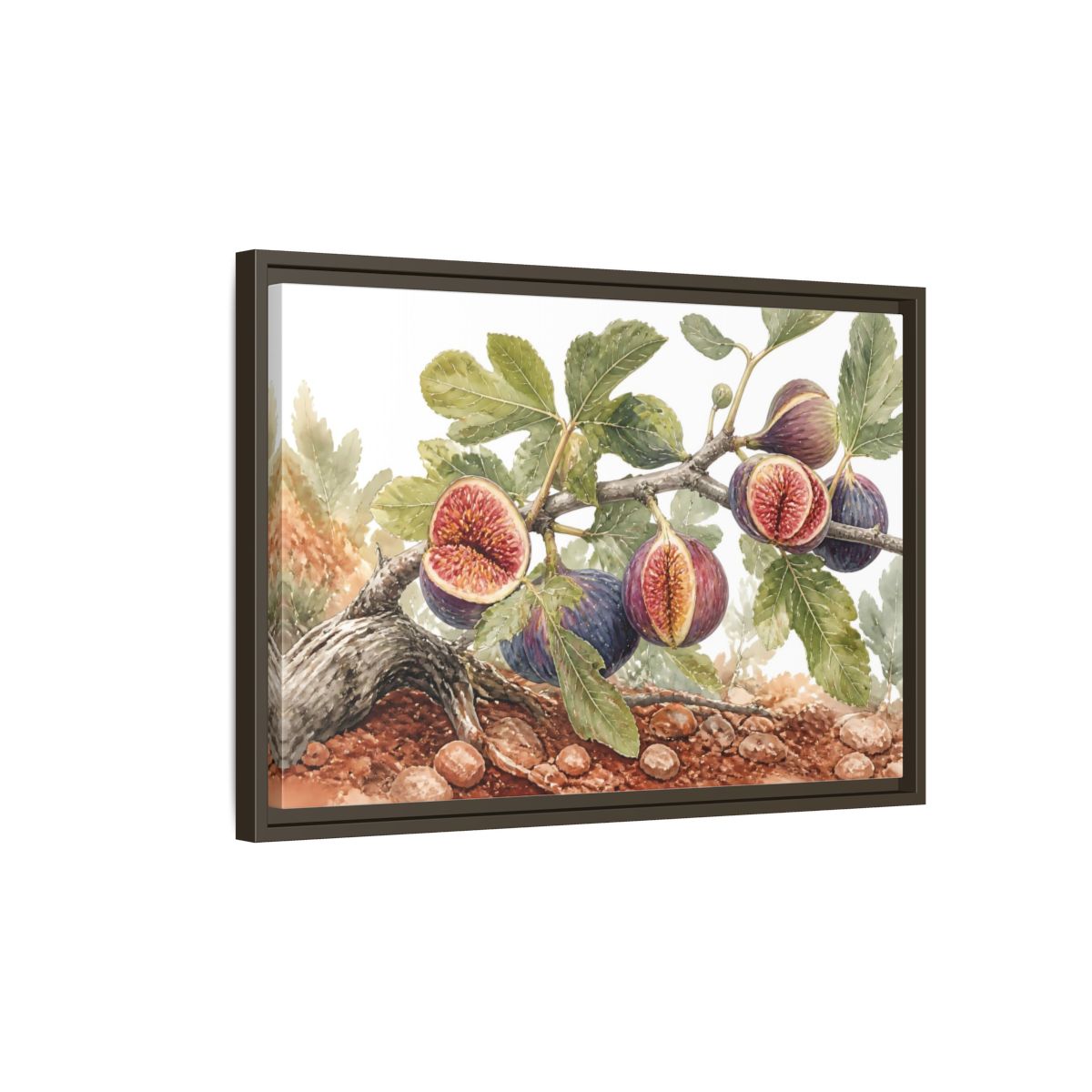 Side Mockup 2. Ripe Fig Branch shown as framed canvas print