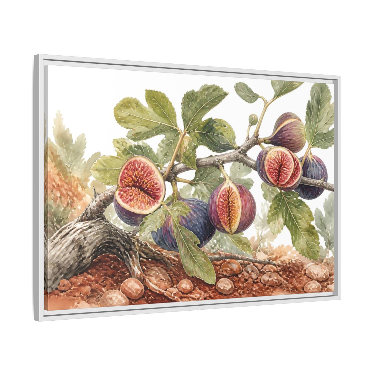Side Mockup 9. Ripe Fig Branch shown as framed canvas print