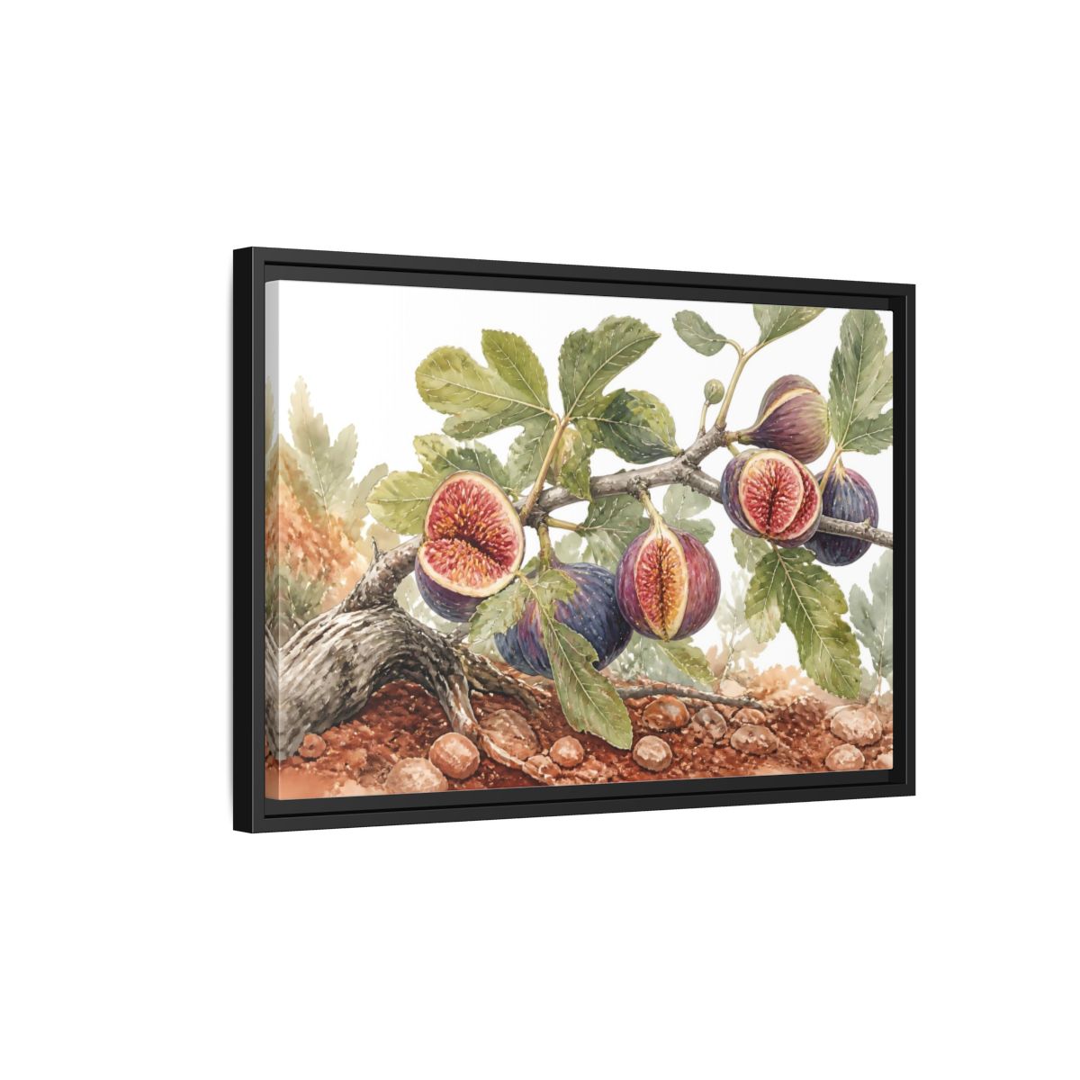 Side Mockup 3. Ripe Fig Branch shown as framed canvas print