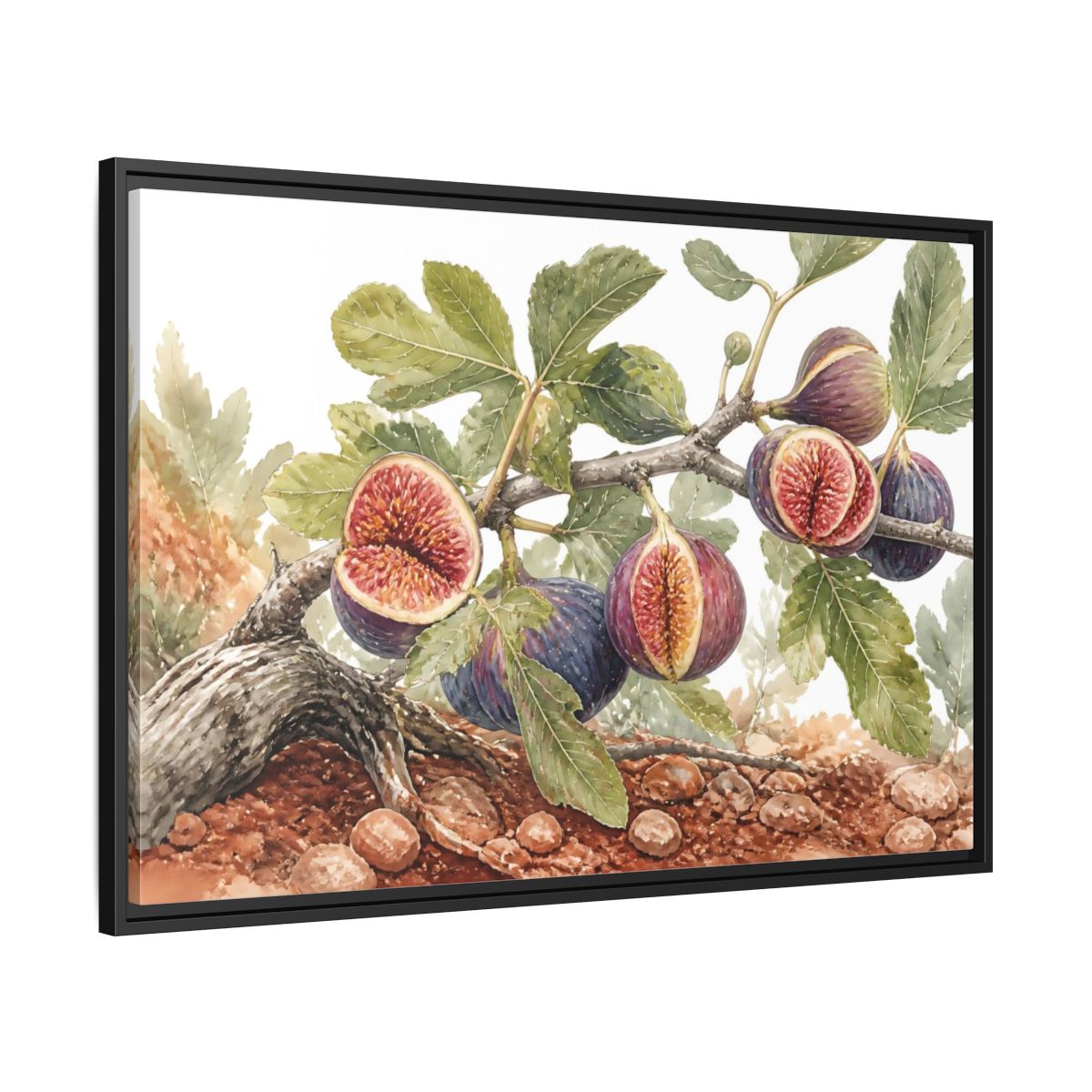 Side Mockup 13. Ripe Fig Branch shown as framed canvas print