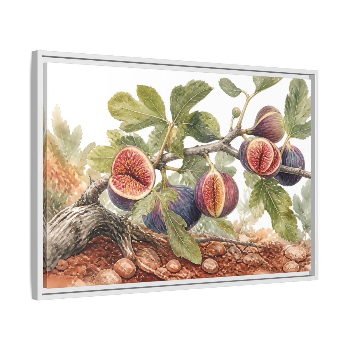 Side Mockup 10. Ripe Fig Branch shown as framed canvas print