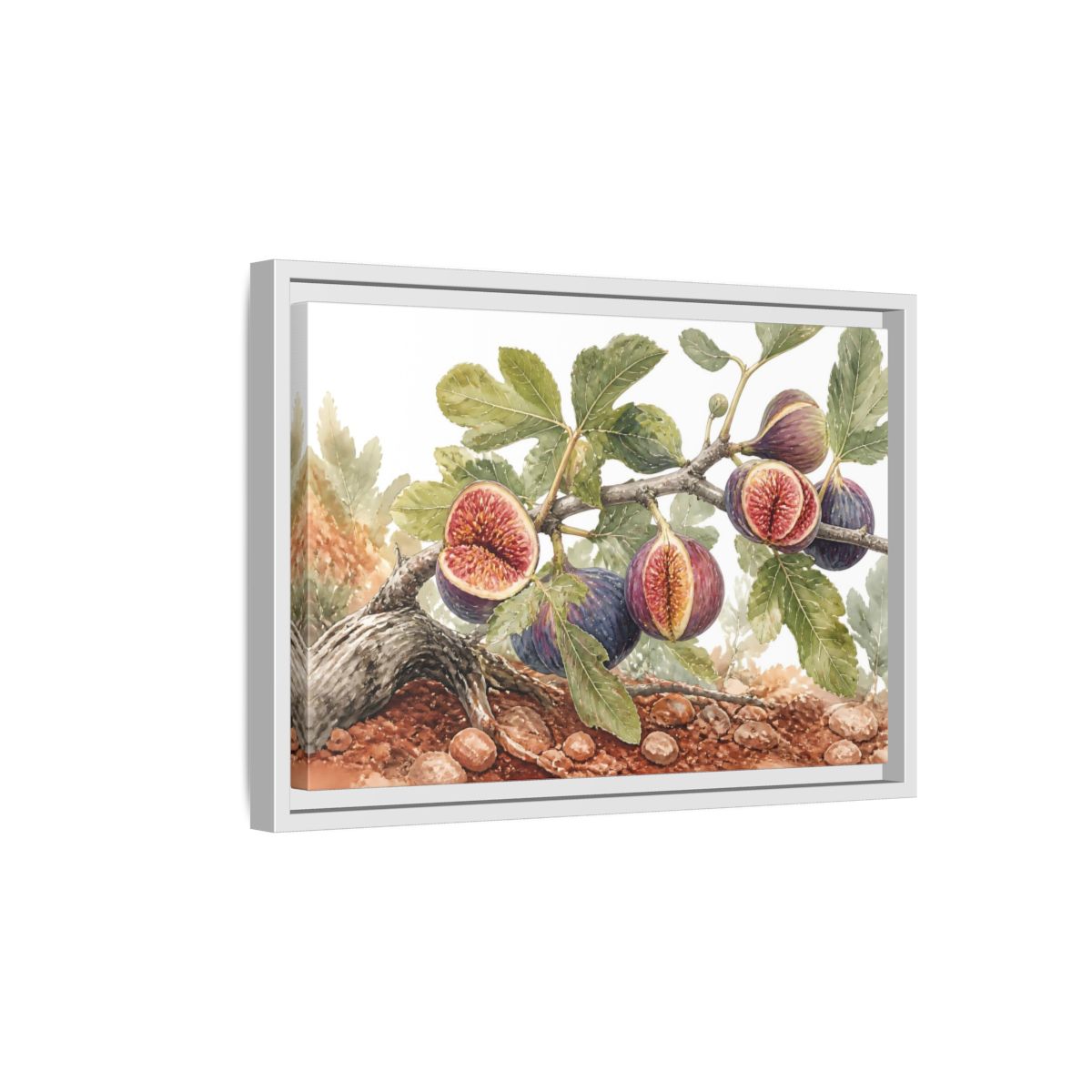 Side Mockup 4. Ripe Fig Branch shown as framed canvas print