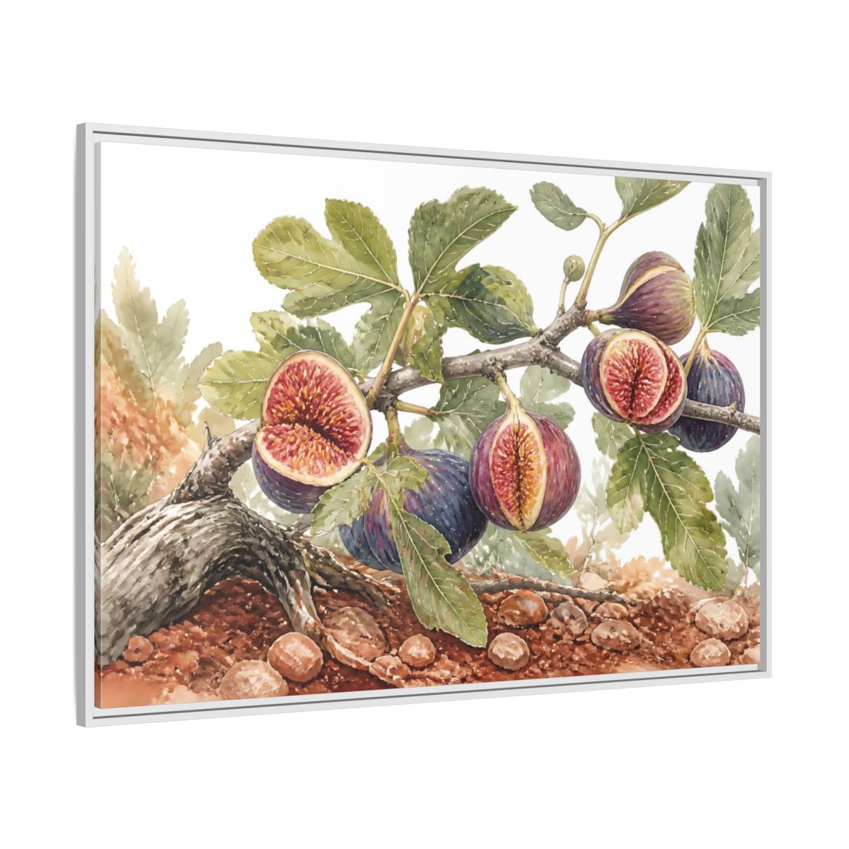 Side Mockup 7. Ripe Fig Branch shown as framed canvas print