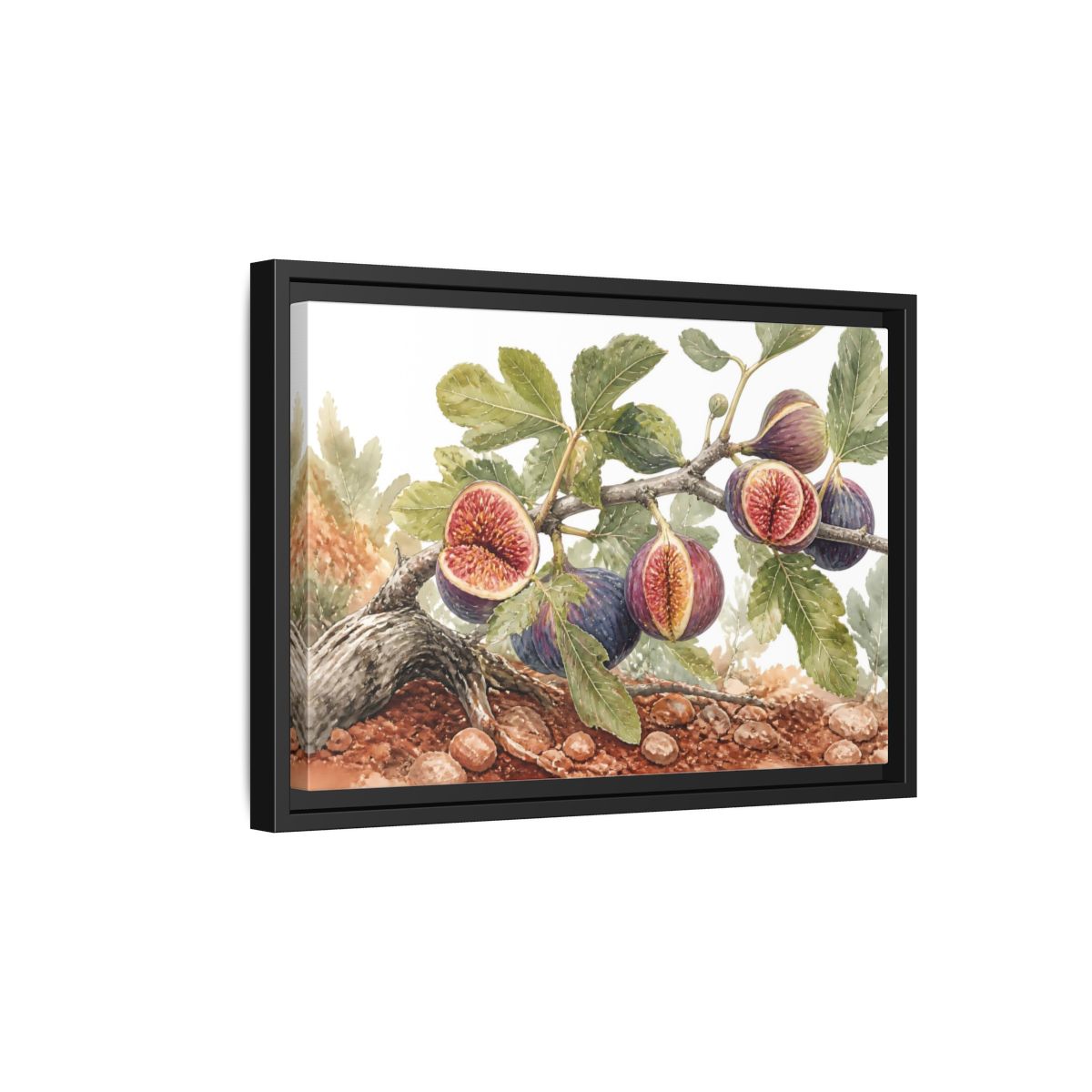 Side Mockup 6. Ripe Fig Branch shown as framed canvas print