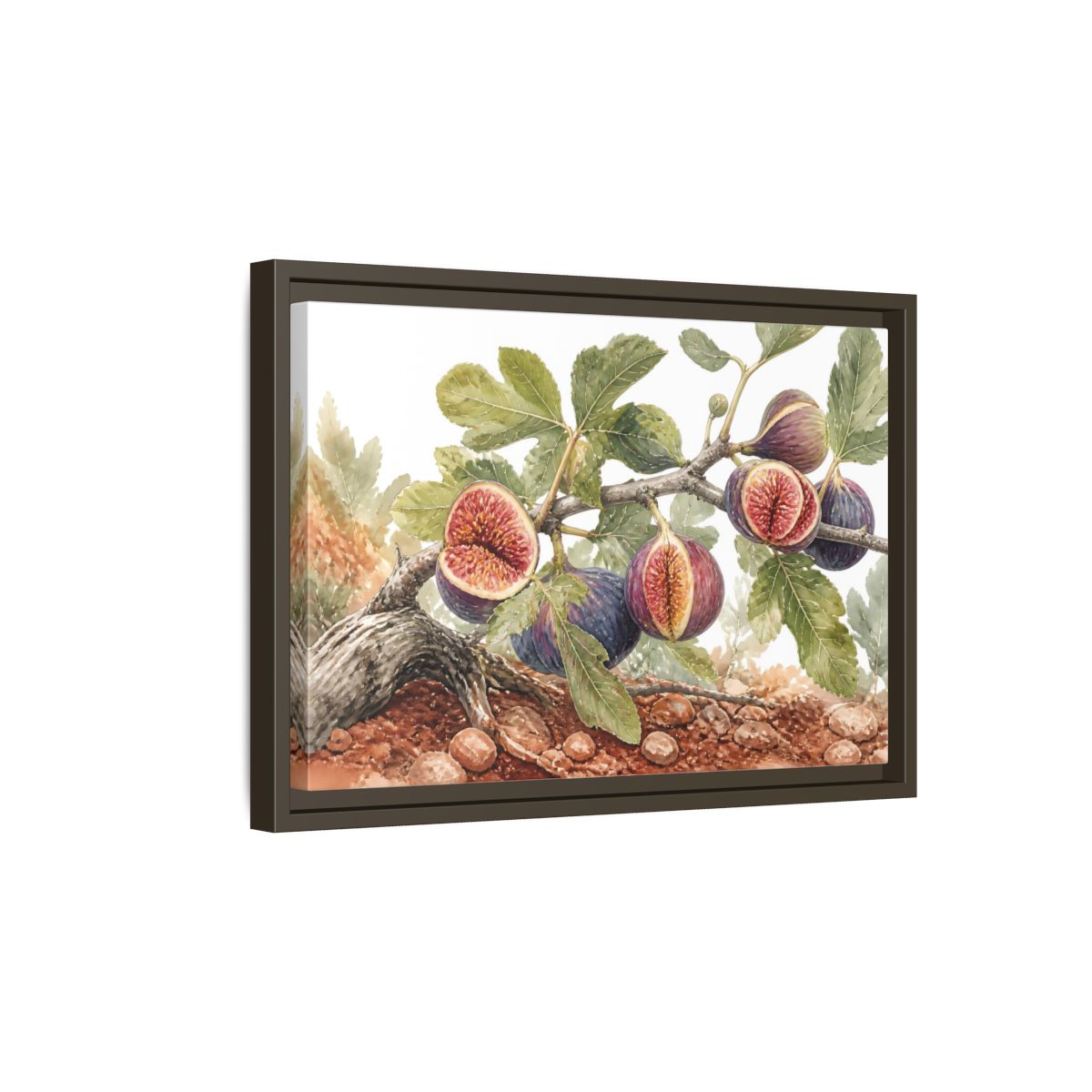 Side Mockup 5. Ripe Fig Branch shown as framed canvas print