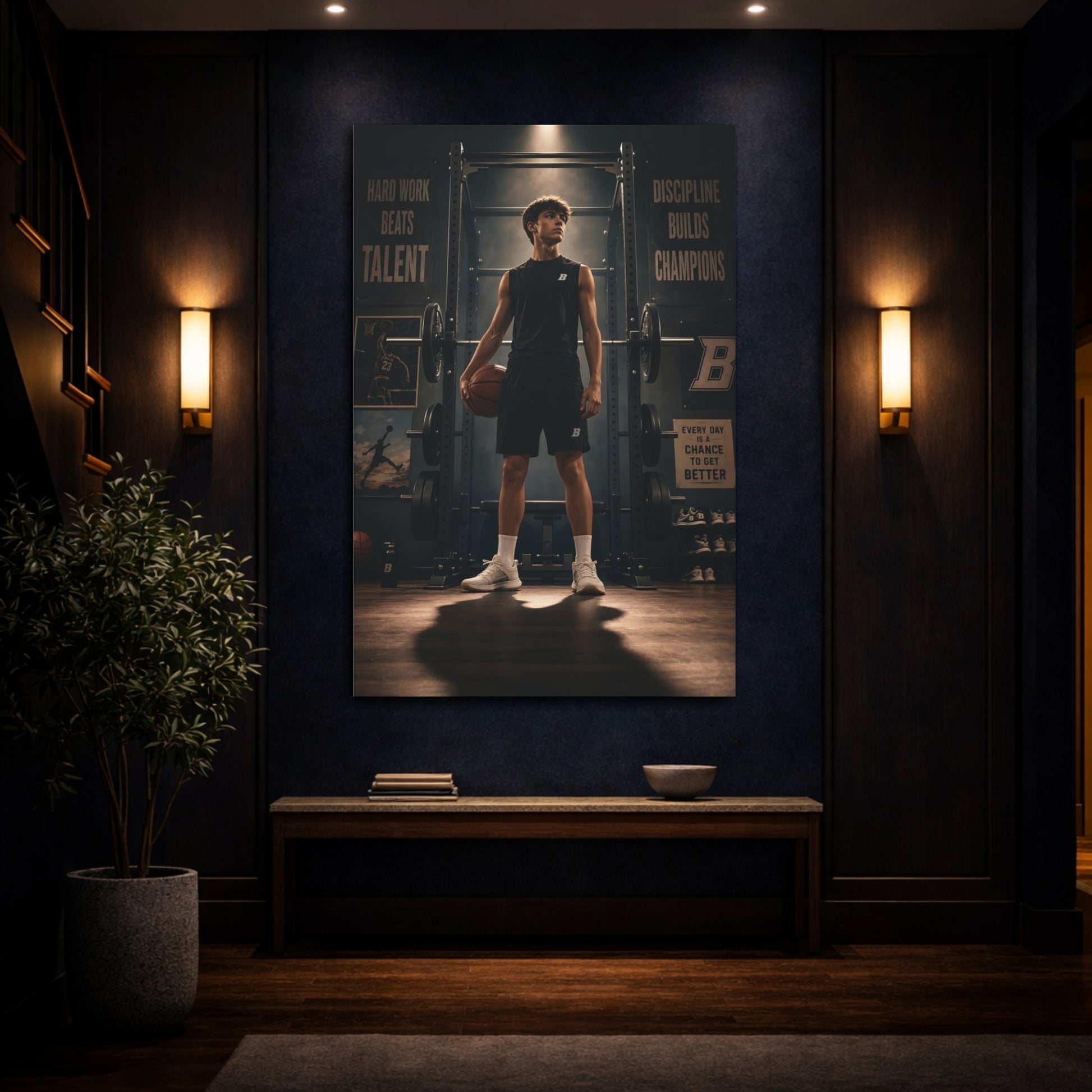 Mockup 4. Rising Basketball Champion shown as canvas print
